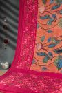 Ikat Kalamkari Silk Printed Light Brown Saree