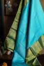Kanchipuram Silk Cross Checks Sky Blue Saree