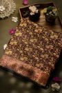 Banarasi Silk Florals Jaal Brown Saree