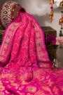 Banarasi Georgette Boxes Peach Pink Saree