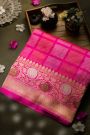 Banarasi Silk Checks Rani Pink Saree