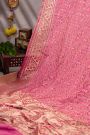 Banarasi Silk Curvy Checks Pink Saree