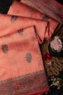 Matka Banarasi Matka Silk Buttis Peach Pink Saree