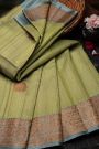 Matka Banarasi Silk Buttis Green and Beige Saree