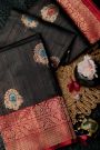 Matka Banarasi Matka Silk Buttis Black Saree