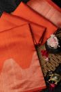Matka Banarasi Matka Silk Plain Orange Saree