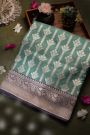 Banarasi Silk Floral Buttis Space Grey Saree