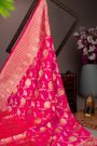 Banarasi Silk Florals Jaal Peach Pink Saree