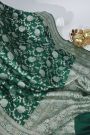 Matka Banarasi Silk Bottle Green Saree