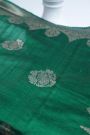 Banarasi Matka Silk Dark Green Saree