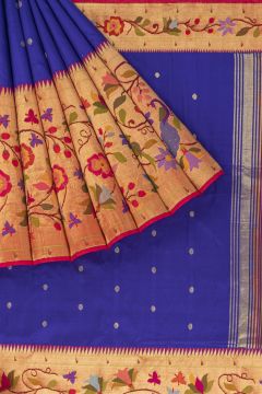 Paithani Silk Buttis Royal Blue Saree