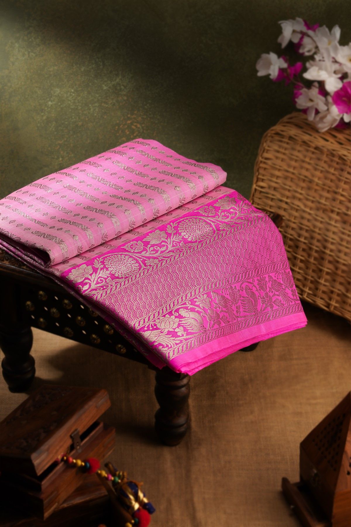 Bride in a pink kanjeevaram saree – South India Fashion