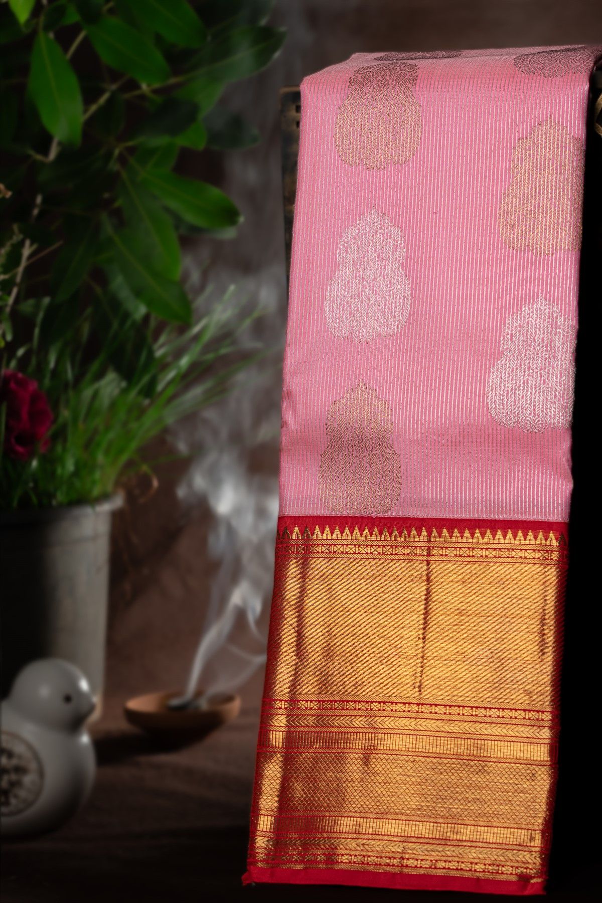 Baby Pink Kanchipuram Silk Saree – Iraivi - Wedding and Party wear